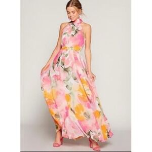 Eliza J Floral Print Halter Maxi Dress for Sale up to 90% Off: Poshmark